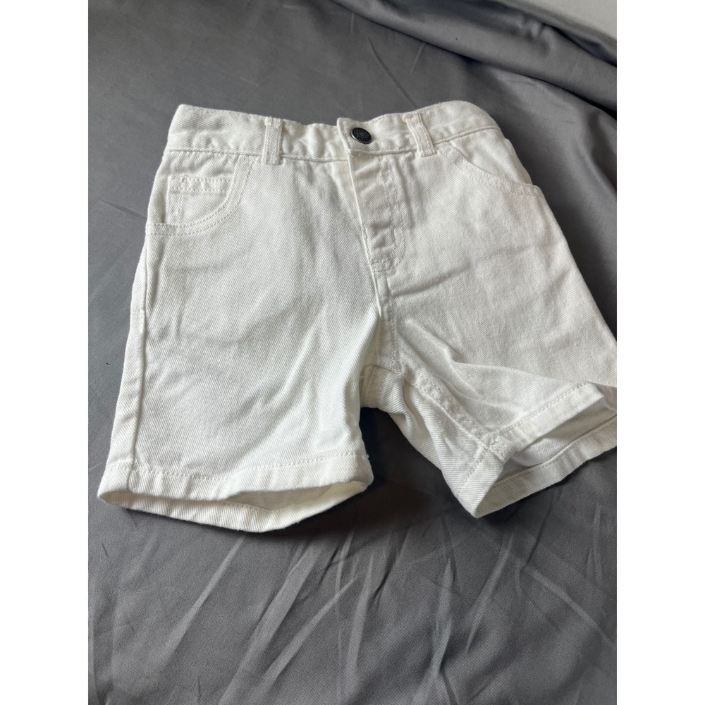 Carters Toddler White Denim Shorts Size 24M Elastic Waist Cotton Twill